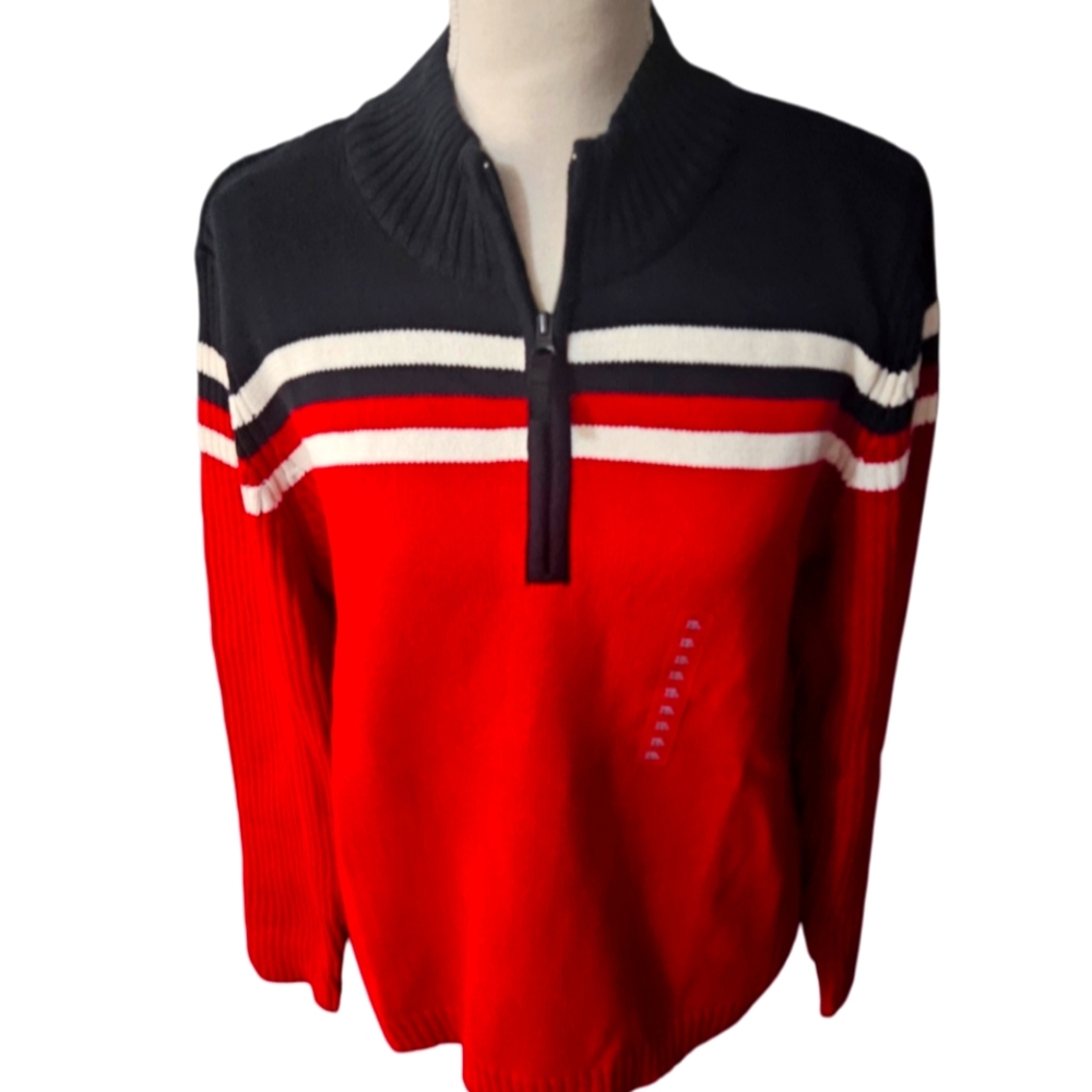 NWT Womans St. John's Bay XL Quarter Zip Collar Sweater